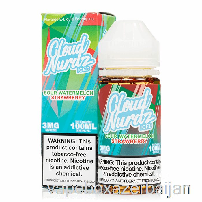 Vape Box Azerbaijan ICE Sour Watermelon Strawberry - Cloud Nurdz - 100mL 0mg